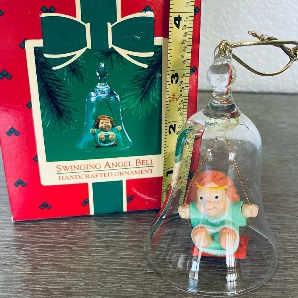 Hallmark Christmas Glass Bell Swinging Angel Bell Ornament